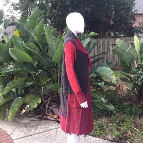 NWT Joseph A Long Open Ribbed Knit Sweater ColorBlock Cardigan - Picture 5 of 15